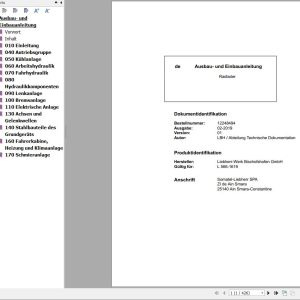 Liebherr Wheel Loader L556 1619 Removal And Installation Instructions Manual 12248494 1