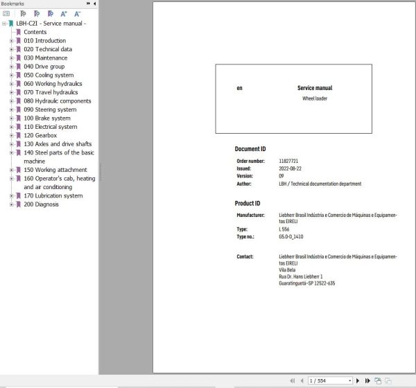 Liebherr Wheel Loader L556 G5.0 D 1410 Service Manual 11827721 1