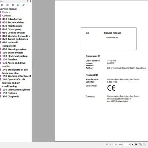 Liebherr Wheel Loader L566 1168 Service Manual 11450169 1
