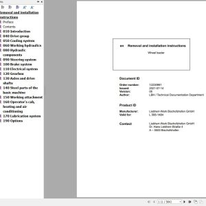 Liebherr Wheel Loader L566 1484 Removal And Installation Instructions 12230991 1