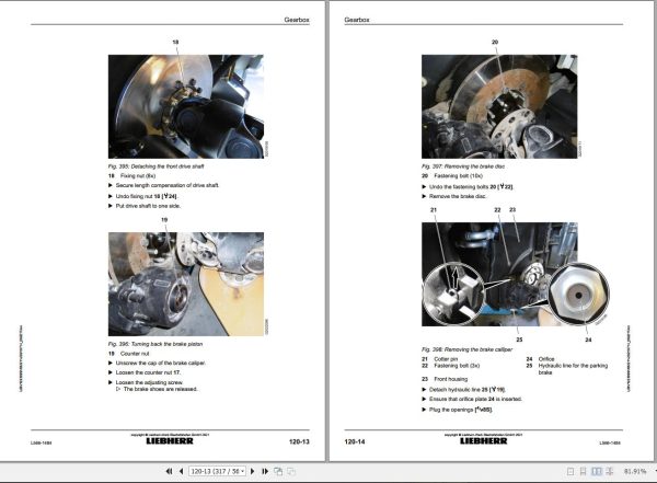 Liebherr Wheel Loader L566 1484 Removal And Installation Instructions 12230991 2