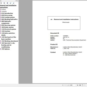 Liebherr Wheel Loader L566 1758 Removal And Installation Instructions 12256661 1