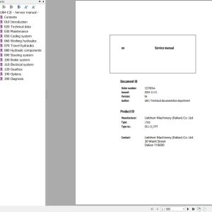 Liebherr Wheel Loader L566 G5.1 D 1797 Service Manual 12278344 1