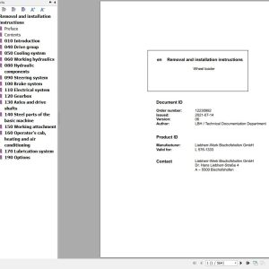 Liebherr Wheel Loader L576 1333 Removal And Installation Instructions 12230992 1