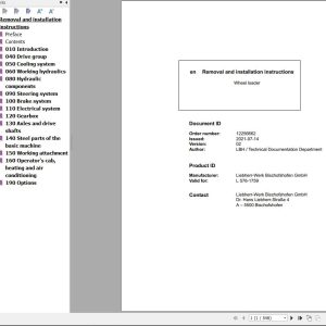 Liebherr Wheel Loader L576 1759 Removal And Installation Instructions 12256662 1