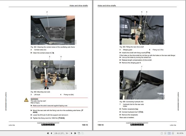 Liebherr Wheel Loader L576 1759 Removal And Installation Instructions 12256662 2