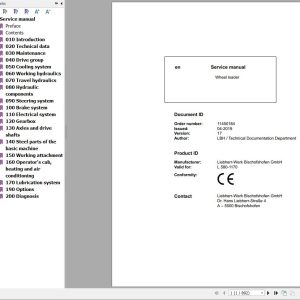 Liebherr Wheel Loader L580 1170 Service Manual 11450184 1