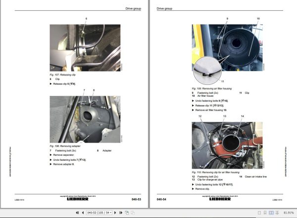 Liebherr Wheel Loader L580 1414 Removal And Installation Instructions 12252416 2