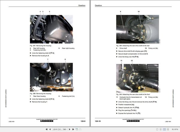 Liebherr Wheel Loader L580 1464 Removal And Installation Instructions 12230993 2