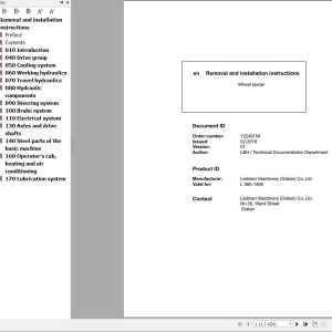 Liebherr Wheel Loader L580 1495 Removal And Installation Instructions Manual 12249154 1