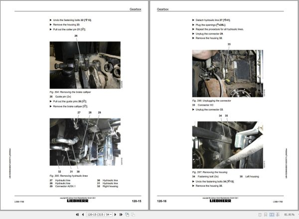 Liebherr Wheel Loader L580 1760 Removal And Installation Instructions 12256663 2