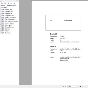 Liebherr Wheel Loader L580 G5.1 D 1798 Service Manual 12278345 1