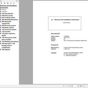 Liebherr Wheel Loader L586 1761 Removal And Installation Instructions 12256665 1