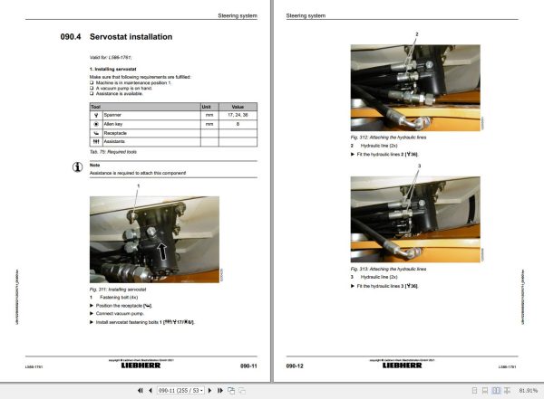 Liebherr Wheel Loader L586 1761 Removal And Installation Instructions 12256665 2