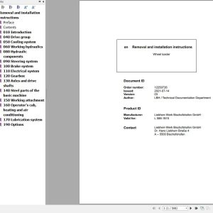Liebherr Wheel Loader L586 1815 Removal And Installation Instructions 12250726 1