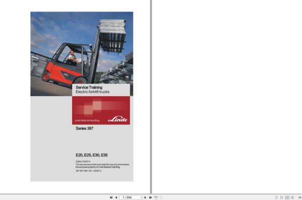 Linde Forklift E20 E25 E30 E35 Series 387 Service Manual 2014 1
