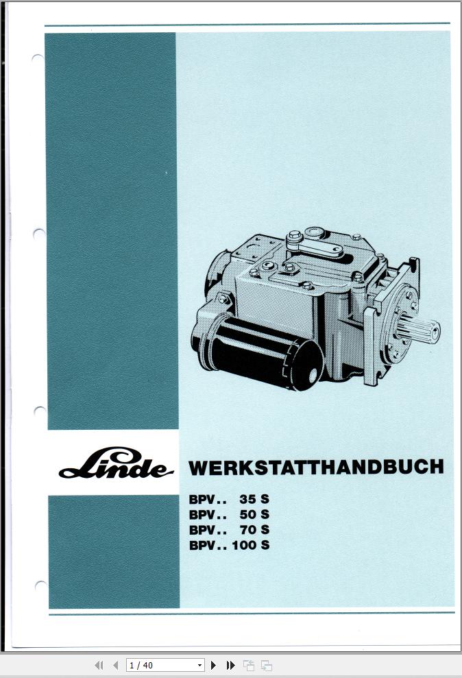 Linde Hydraulic Pump BPV35S to BPV100S Workshop Manual 1