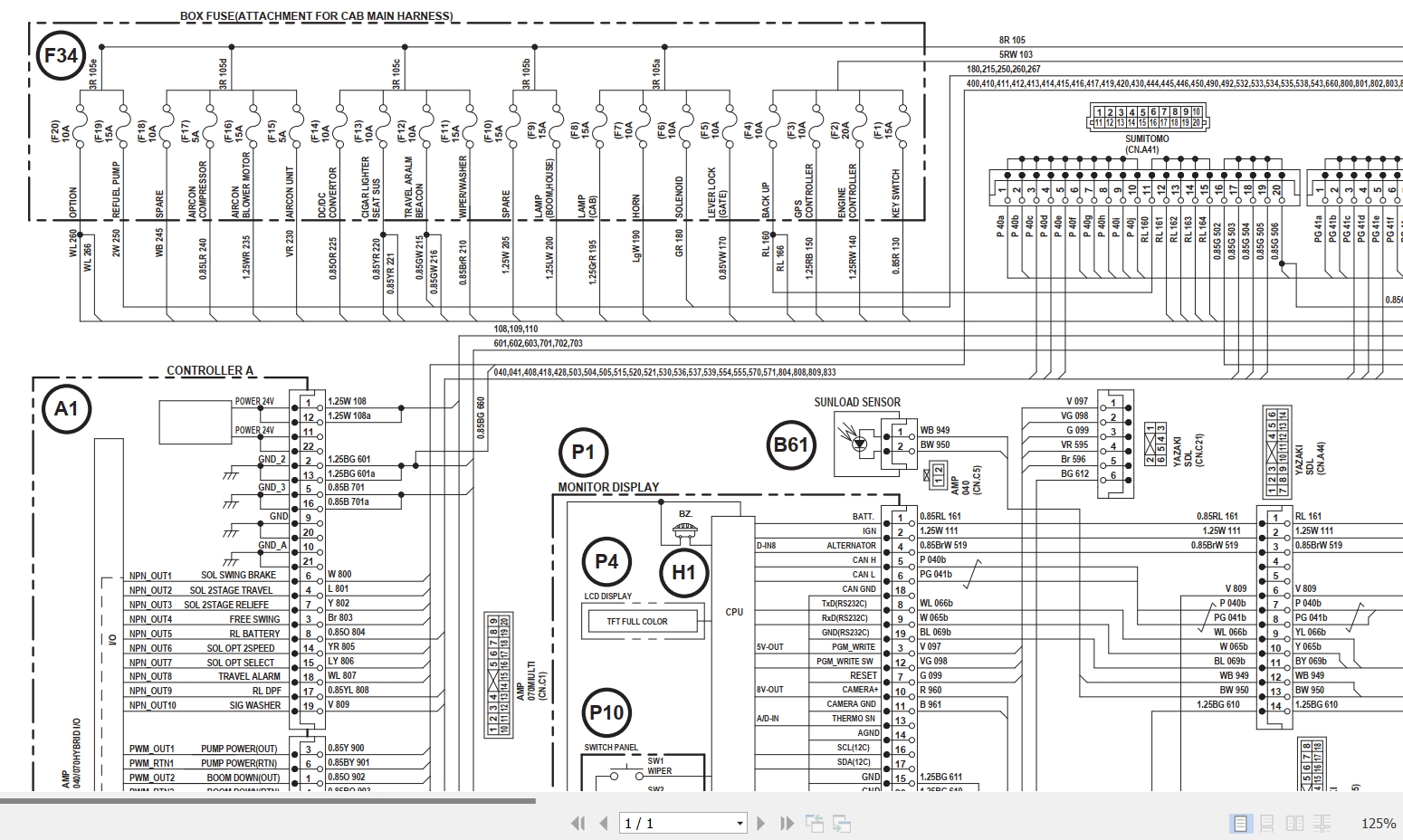 Link Belt Excavator 145X3 Electrical Schematic 1