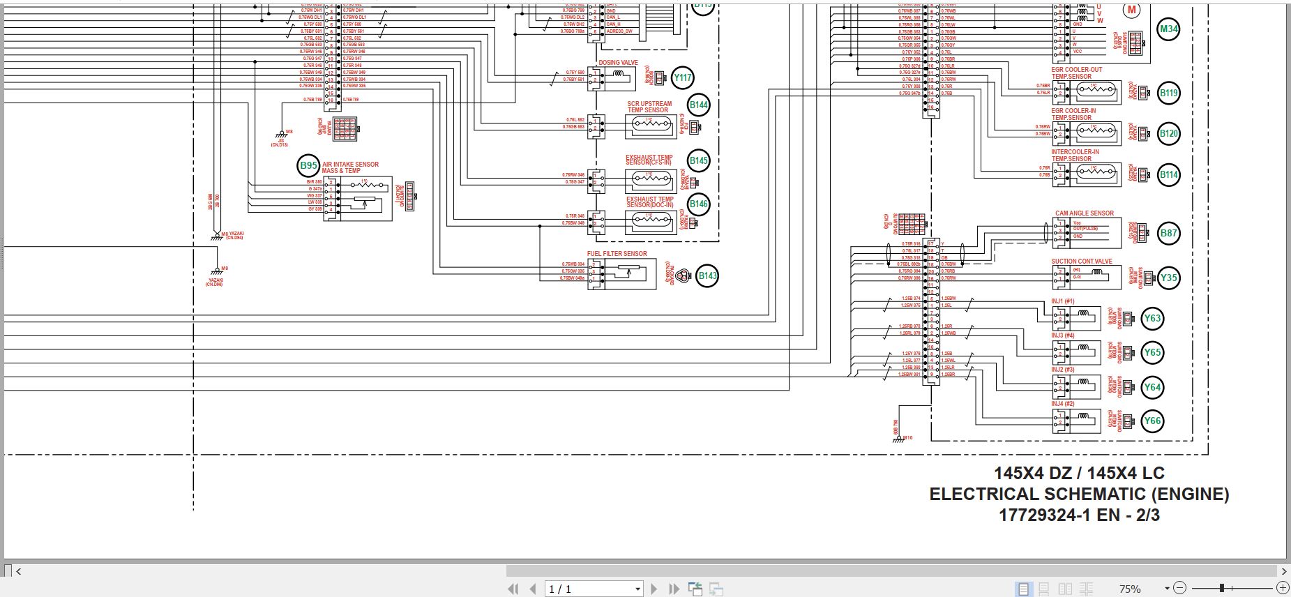 Link Belt Excavator 145X4 DZ 145X4 LC Electrical Schematic 1