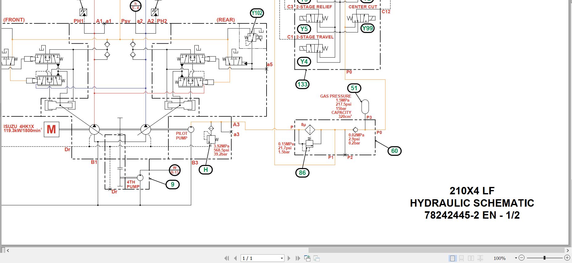 Link Belt Excavator 210X4 Hydraulic Schematic 1