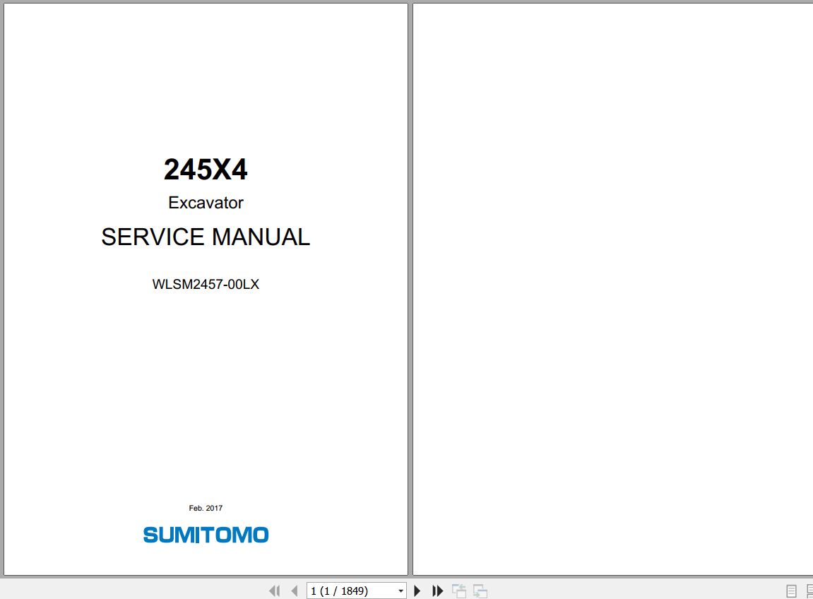 Link Belt Excavator 245X4 Service Manual WLSM2457 00LX 1