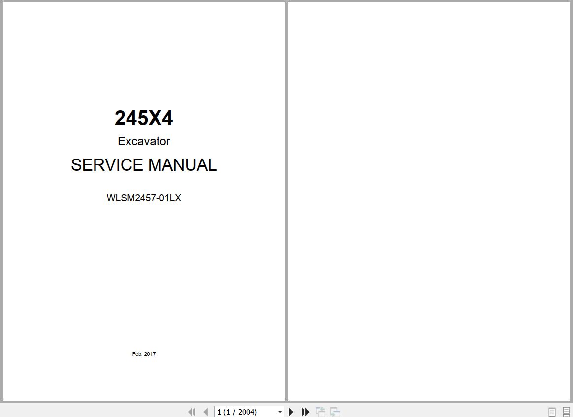 Link Belt Excavator 245X4 Service Manual WLSM2457 01LX 1