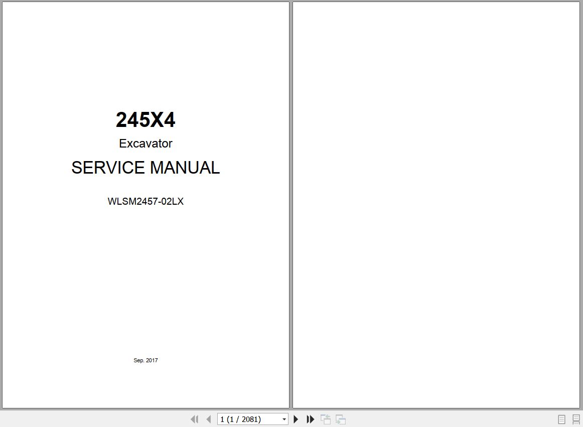 Link Belt Excavator 245X4 Service Manual WLSM2457 02LX 1