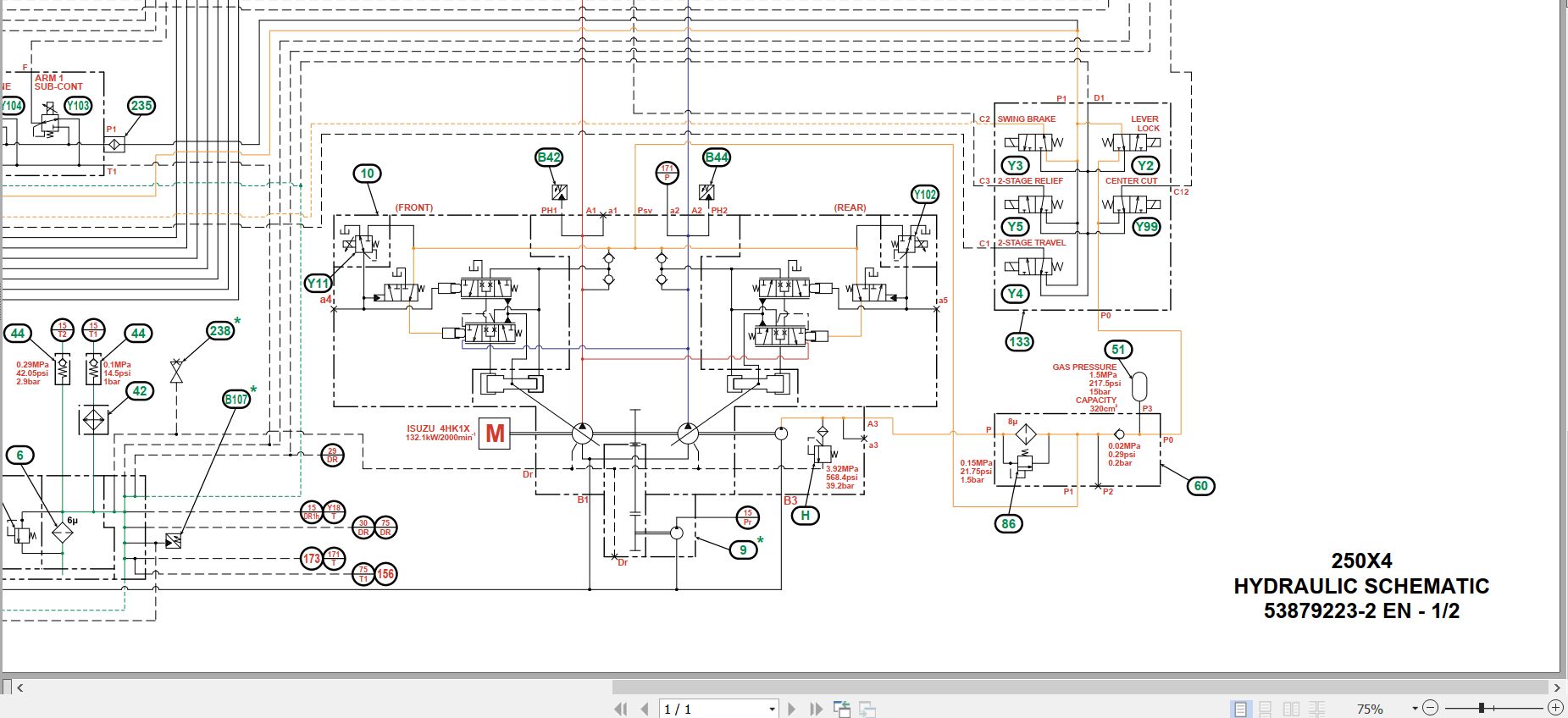 Link Belt Excavator 250X4 Hydraulic Schematic 1