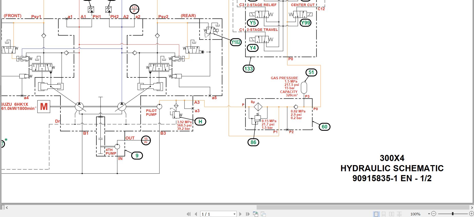 Link Belt Excavator 300X4 Hydraulic Schematic 1