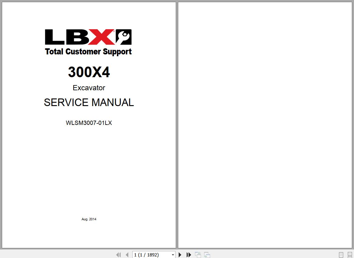Link Belt Excavator 300X4 Service Manual WLSM3007 01LX 1