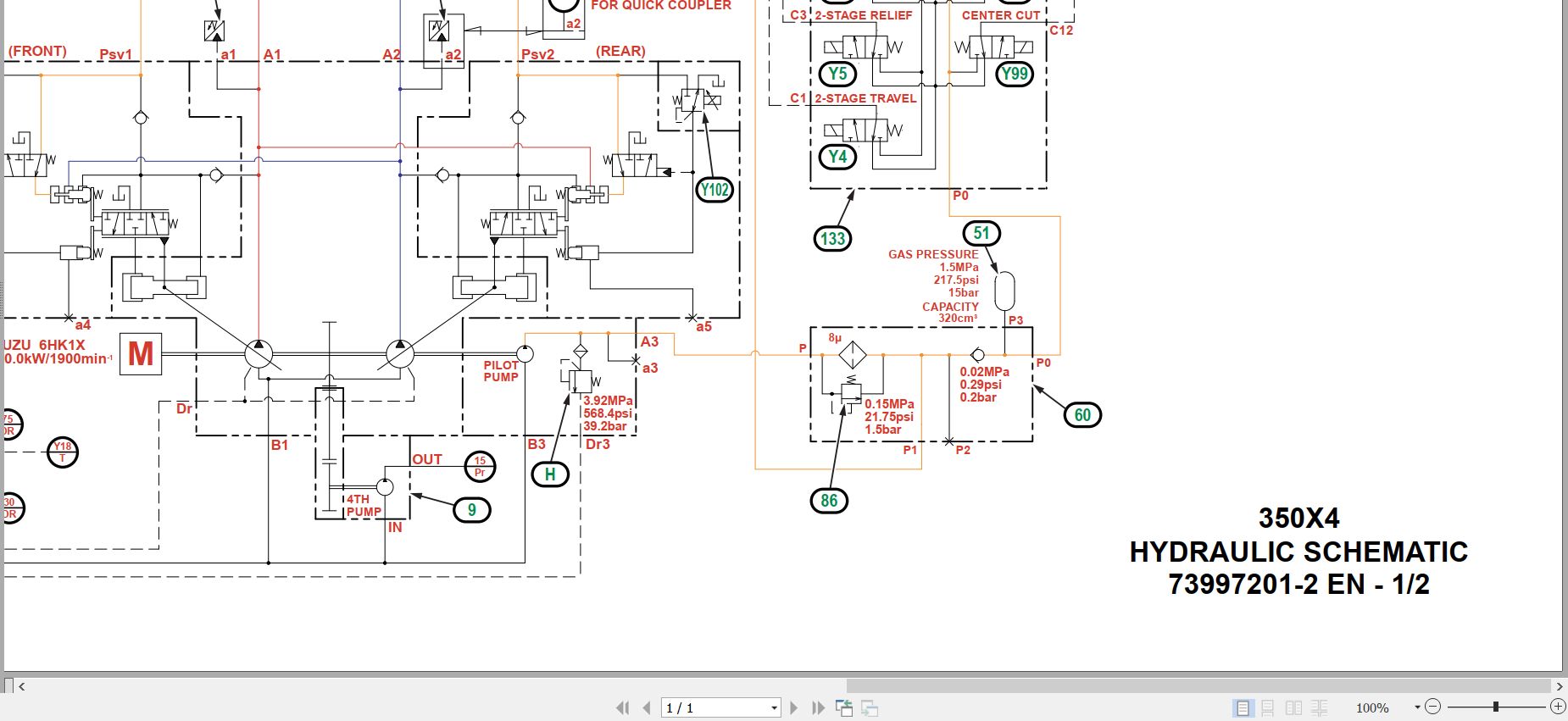 Link Belt Excavator 350X4 Hydraulic Schematic 1