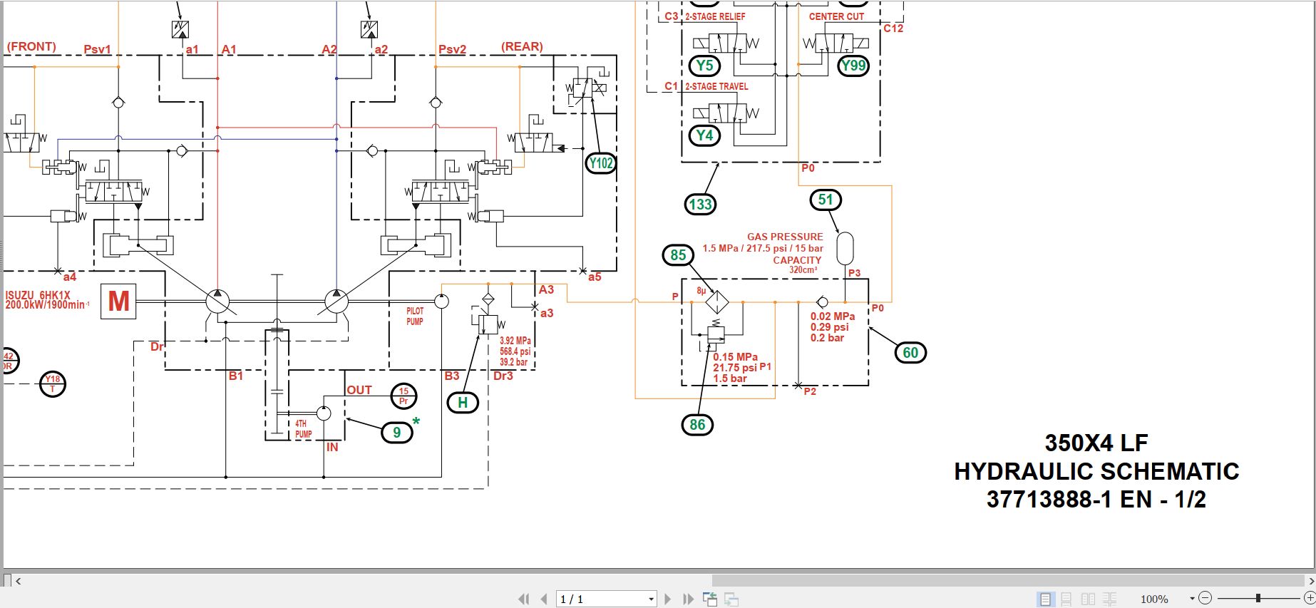 Link Belt Excavator 350X4 LF Hydraulic Schematic 1
