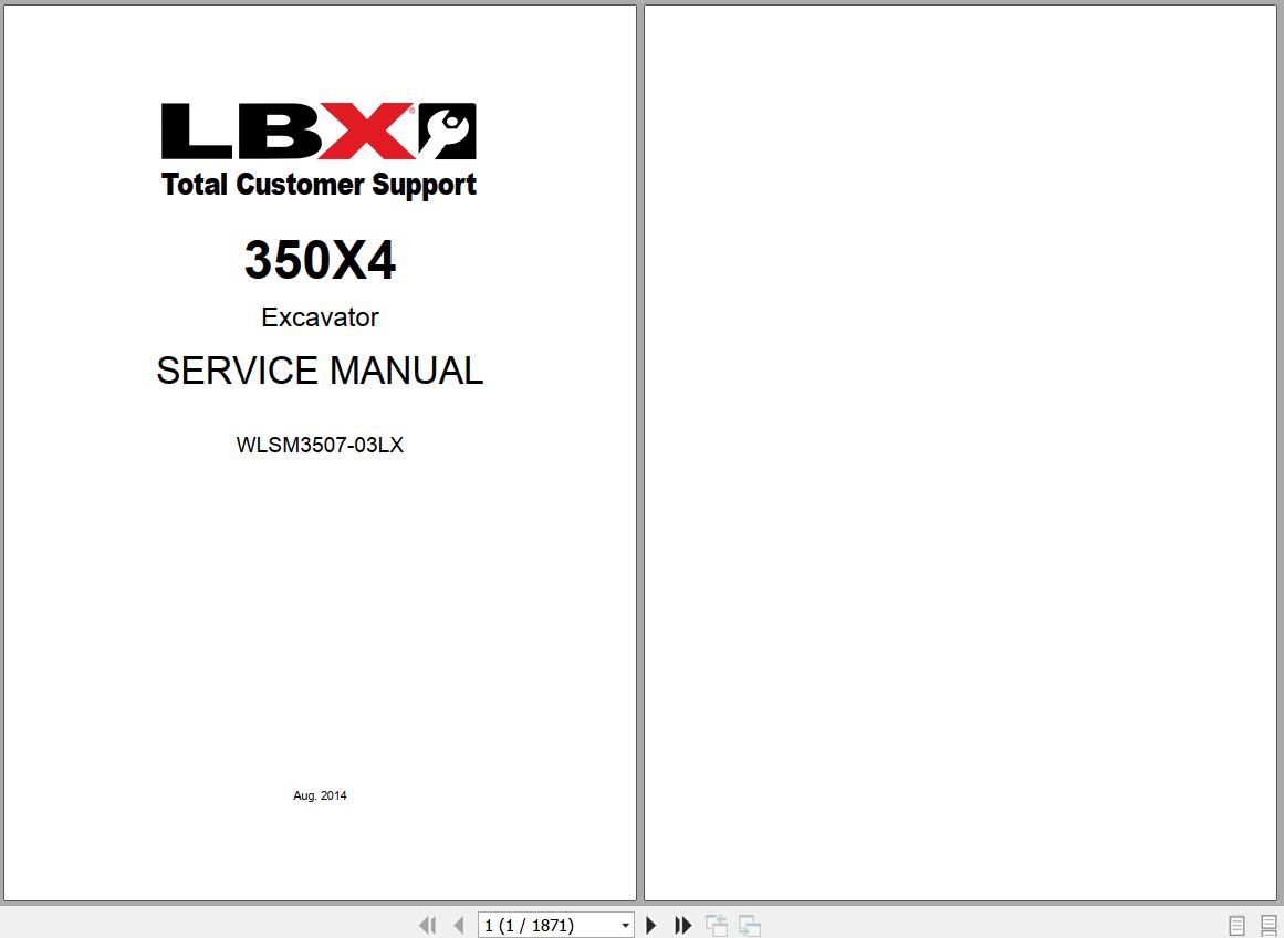 Link Belt Excavator 350X4 Service Manual WLSM3507 03LX 1