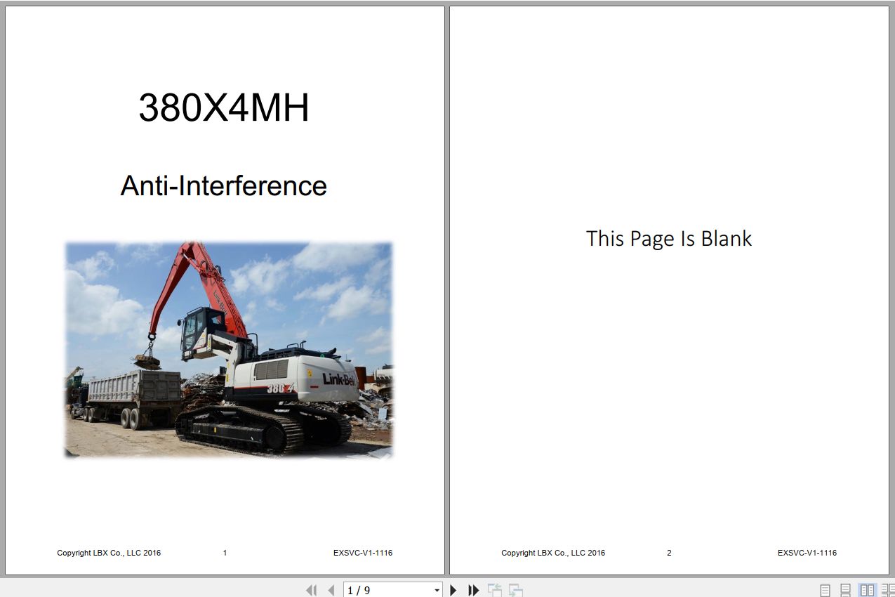 Link Belt Excavator 380X4 Anti Interference EXSVC V1 1116 1