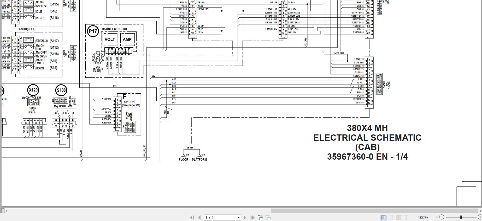 Link Belt Excavator 380X4 MH Electrical Schematic 1