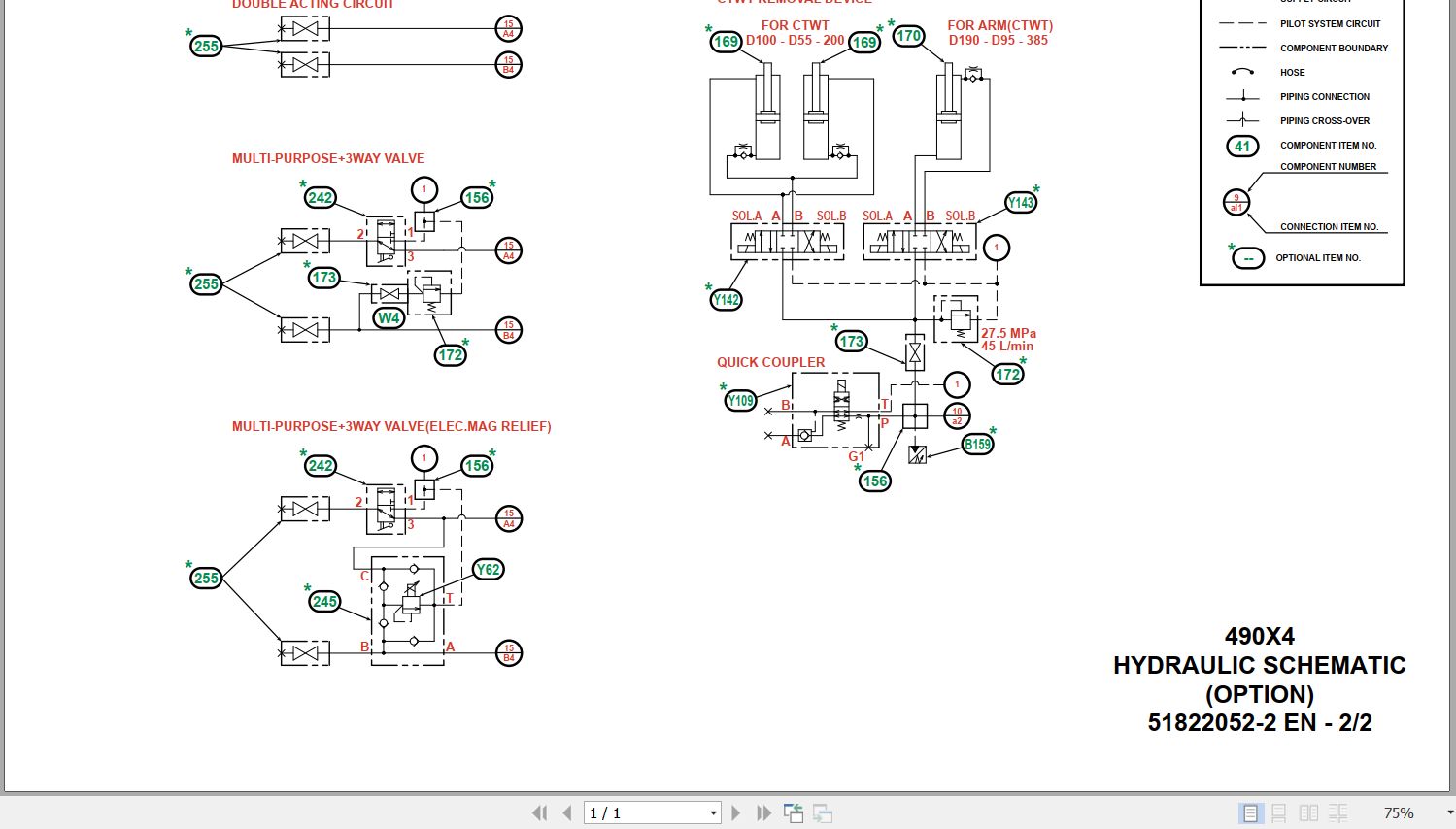 Link Belt Excavator 490X4 Hydraulic Schematic 1