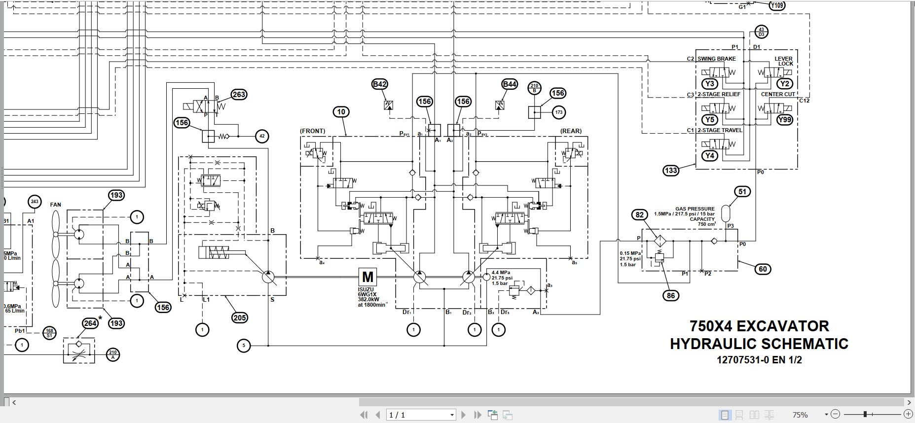 Link Belt Excavator 750X4 Hydraulic Schematic 1