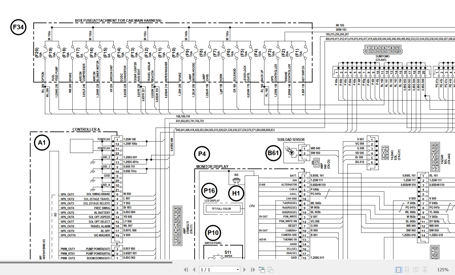 Link Belt Excavator 75X3 80X3 Electrical Schematic 1