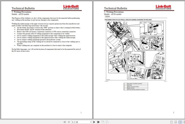 Link Belt Excavator X4 Series Technical Bulletin 1
