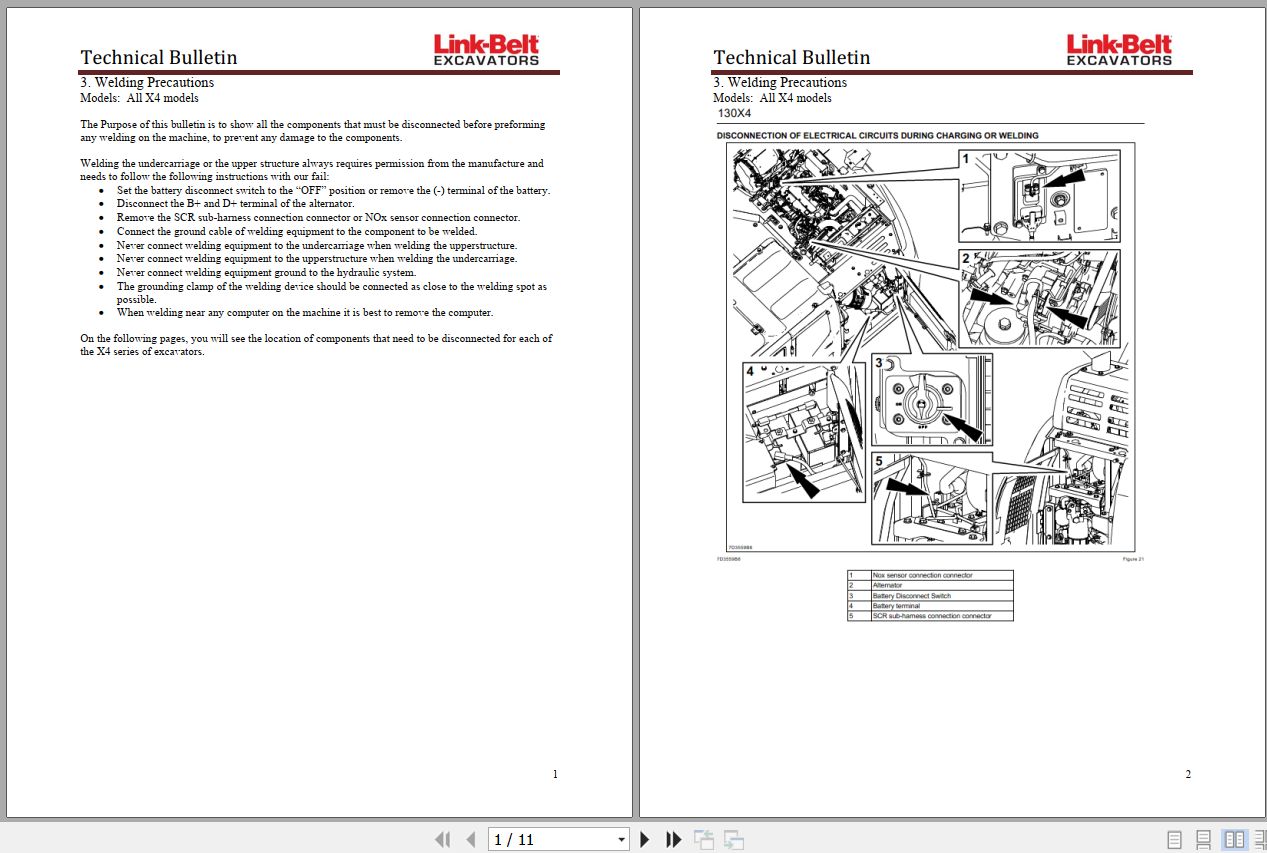 Link Belt Excavator X4 Series Technical Bulletin 1