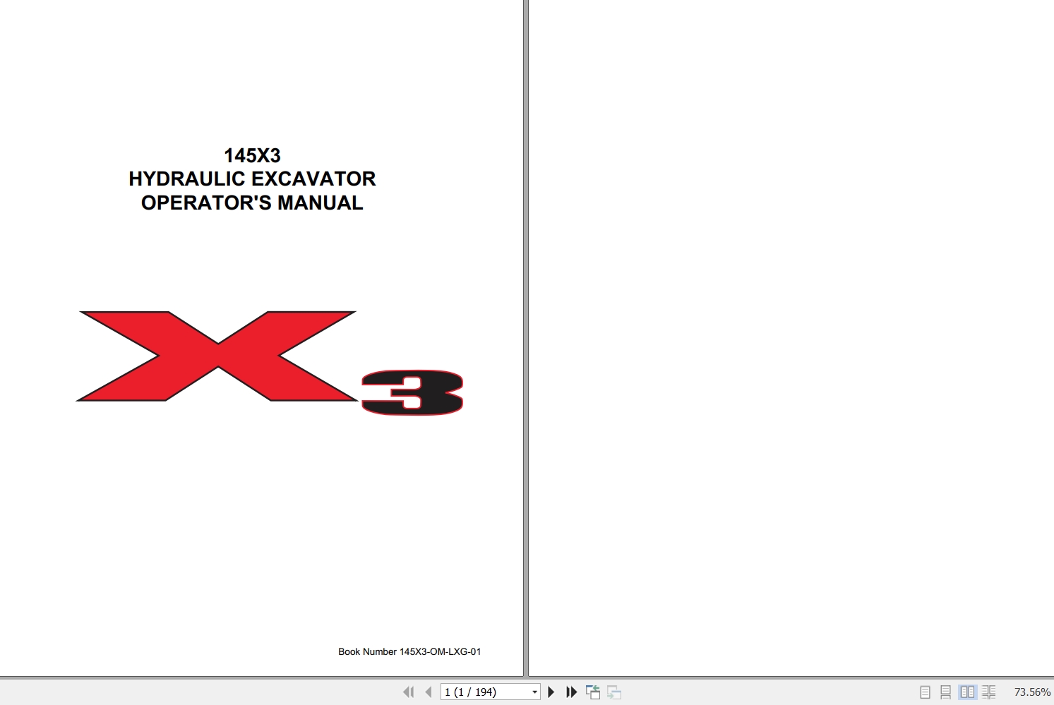 Link Belt Hydraulic Excavator 145X3 Operators Manual 145X3 OM LXG 01 1