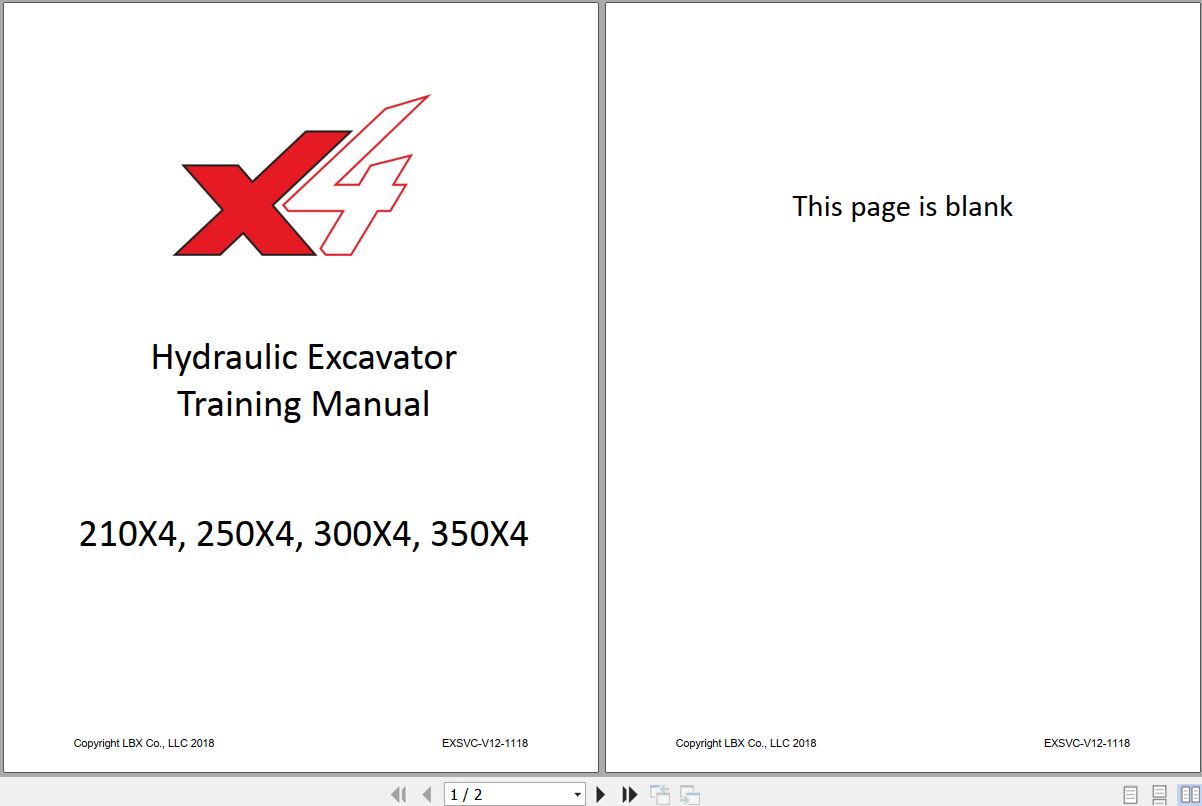 Link Belt Hydraulic Excavator 210X4 250X4 300X4 350X4 Training Manual EXSVC V12 1118 1