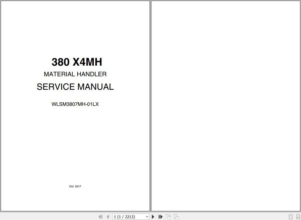 Link Belt Material Handler 380 X4MH Service Manual WLSM3807MH 01LX 1