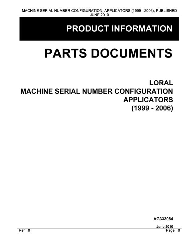Loral Applicators 1999 2006 Parts Documents AG333084 1