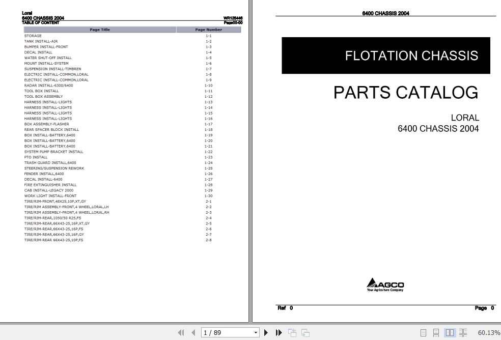 Loral Chassis 6400 Parts Manual WR125446 1