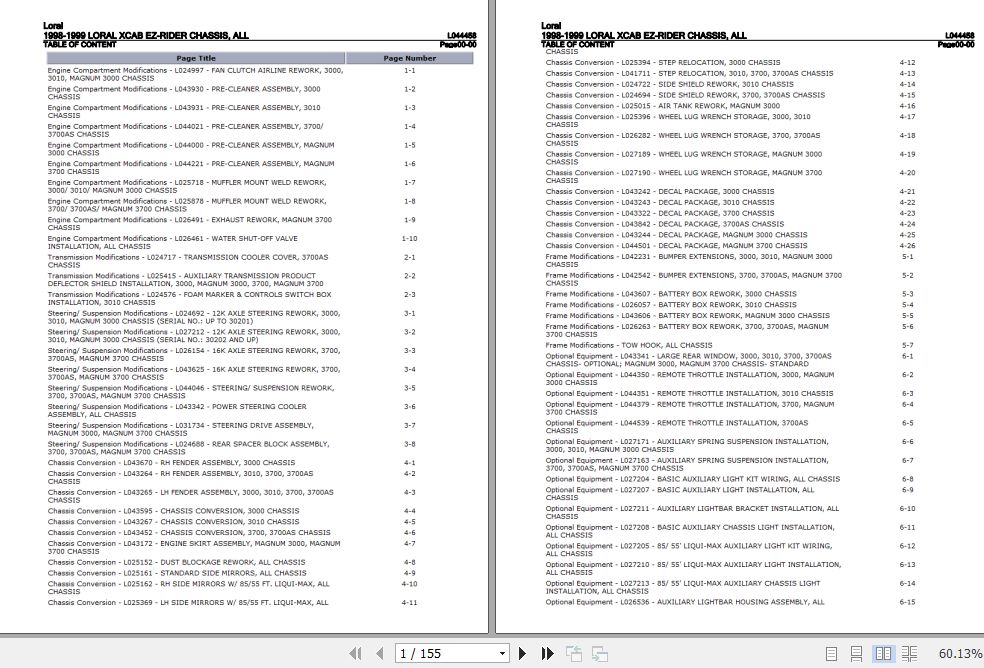 Loral Chassis XCAB EZ Rider Parts Manual L044458 1