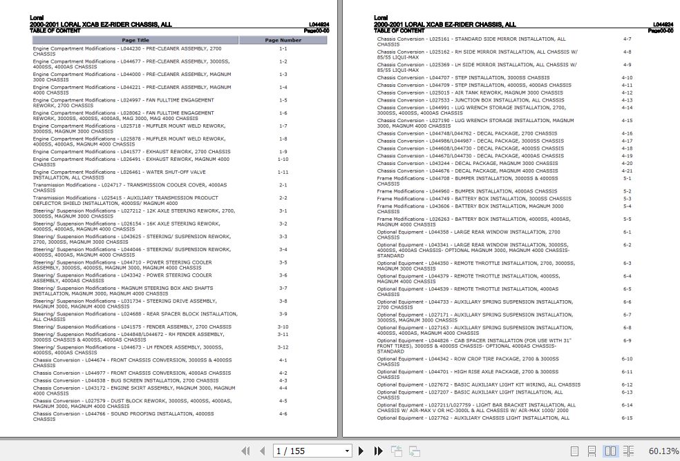 Loral Chassis XCAB EZ Rider Parts Manual L044924 1
