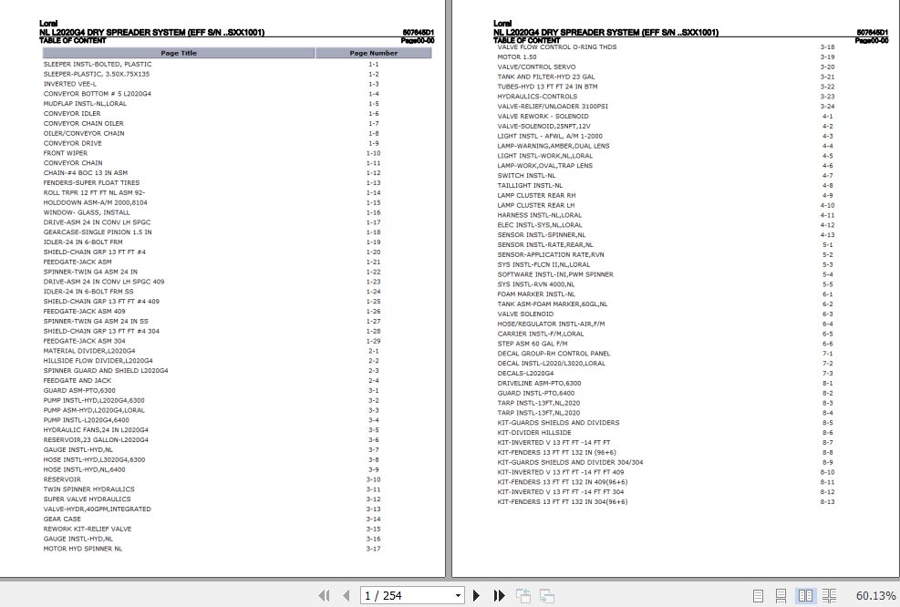 Loral Dry Spreader System NLL2020G4 Parts Catalog 507645D1 1