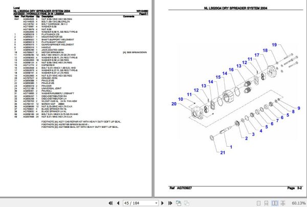 Loral Dry Spreader System NLL3020G4 Parts Catalog WR124682 2