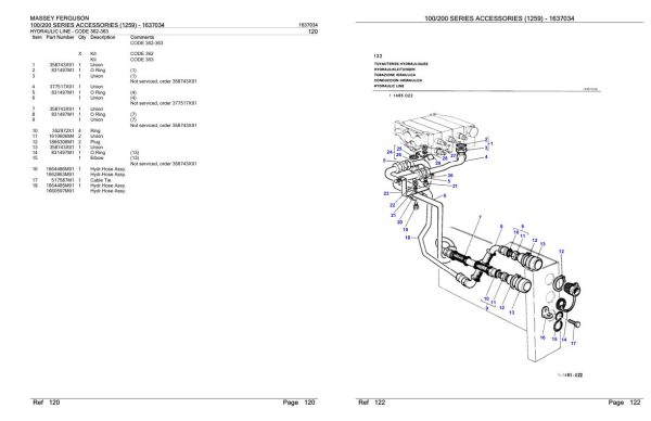 Massey Ferguson 100 200 Series Accessories 1259 Parts Catalog 1637034 1